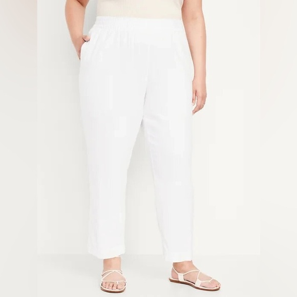 New Old Navy High Rise Linen Blend Straight Pants Comfort  XXL TALL White Beach - Picture 3 of 14